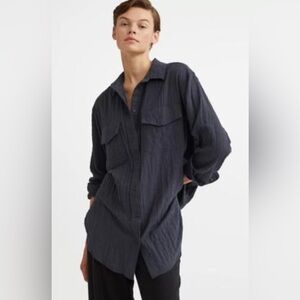 H&M Black Lightweight Shirt Jacket Relaxed Fit